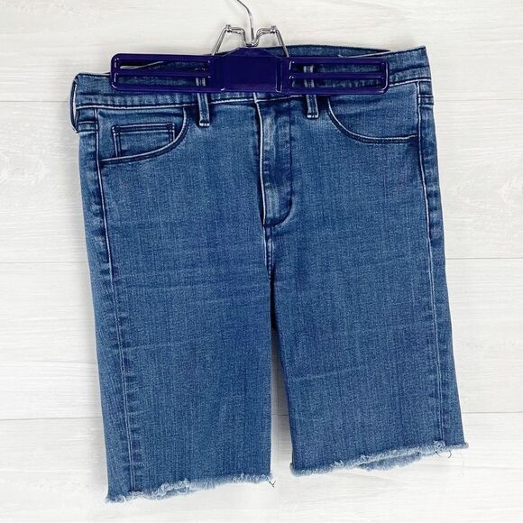 Johnny Was High Rise Raw Hem Cut Off Denim Bermuda Shorts - Picture 2 of 6